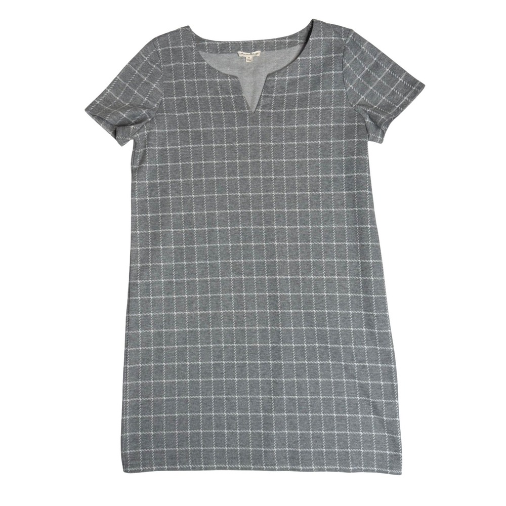 Jane And Delancey Windowpane Plaid Shift Dress Grey‎ Womens Medium
